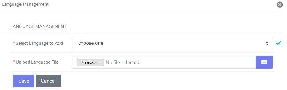 Language Management form