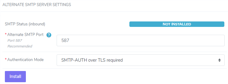 smtp alt port install