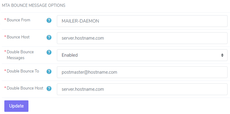 smtp bounce settings