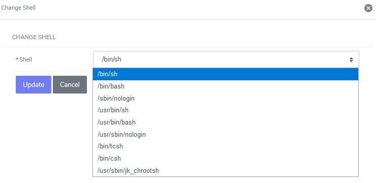 change user ssh shell