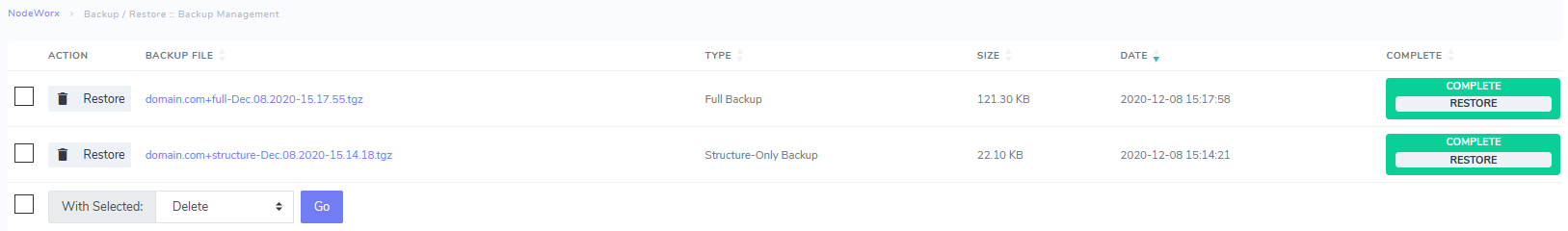 manage backups
