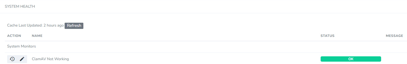 system health refresh button