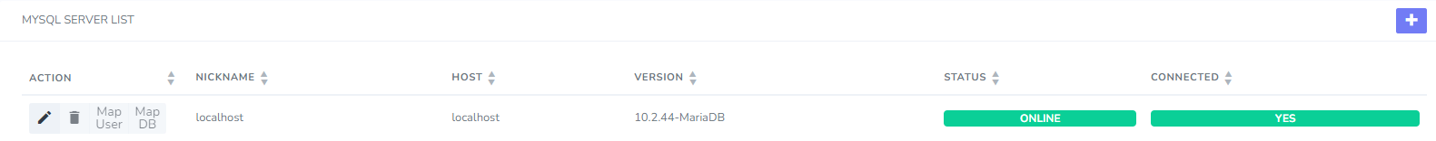 mysql manage servers page