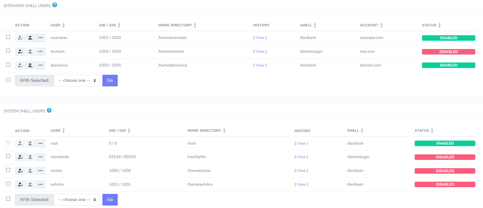 shell user interface