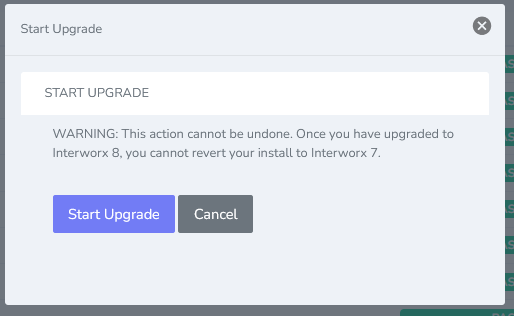 start upgrade button