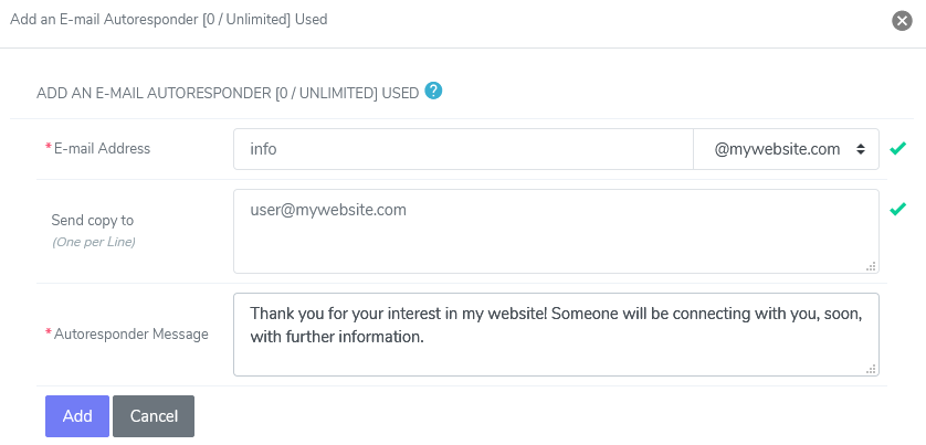 siteworx add autoresponder form