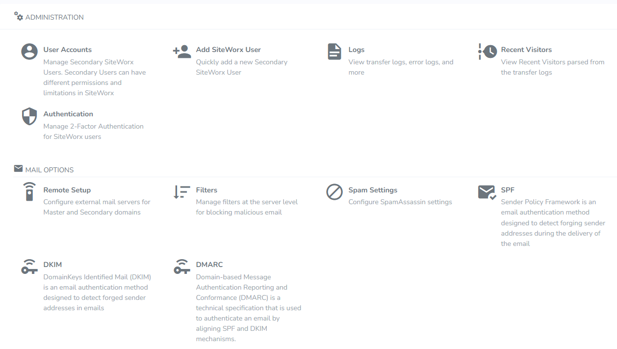 administration home page