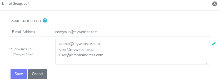 siteworx edit email group form