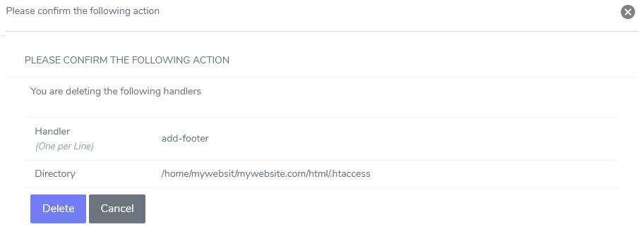 siteworx htaccess delete handler form