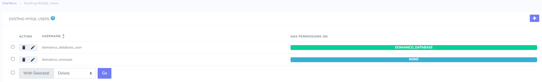 mysql users page