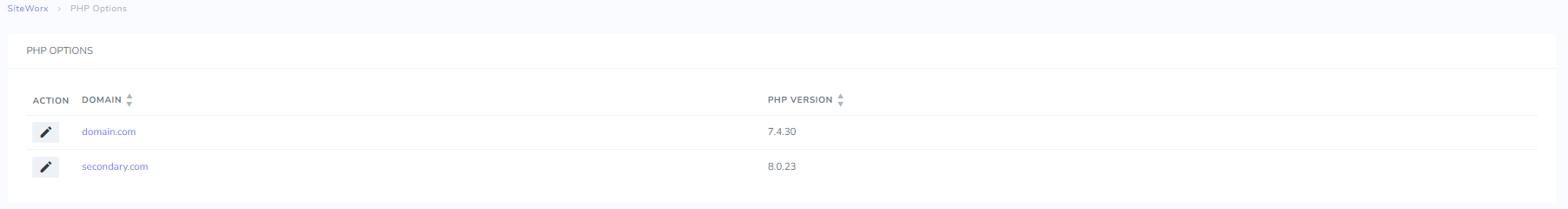 php options page