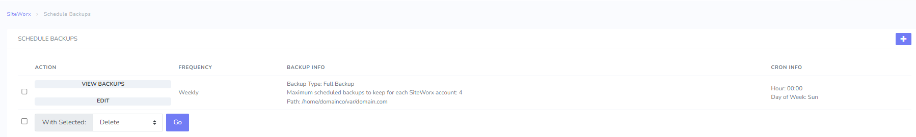 schedule backup page
