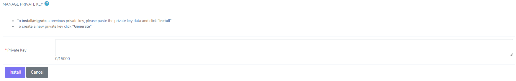 siteworx install private key