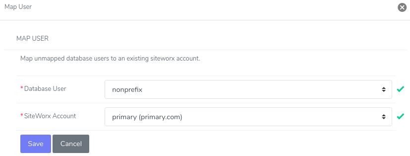 non-prefixed mysql db user mapping form