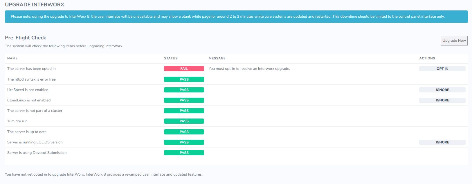 IW7 to IW8 update preflight menu