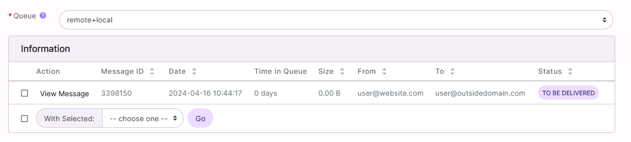 stuck message in queue