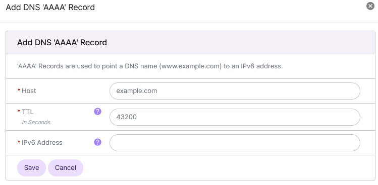 aaaa record add form