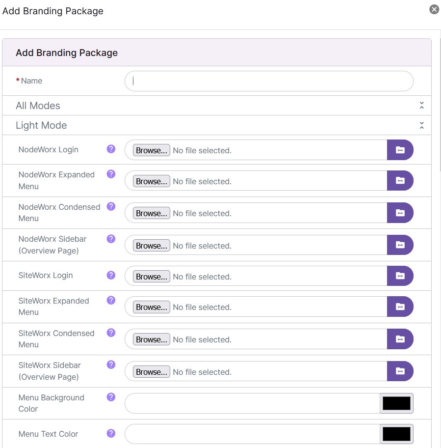 add branding package form