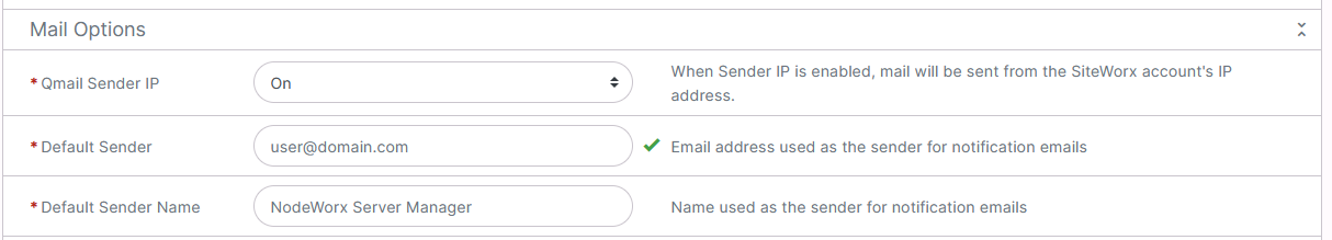 default sender setting