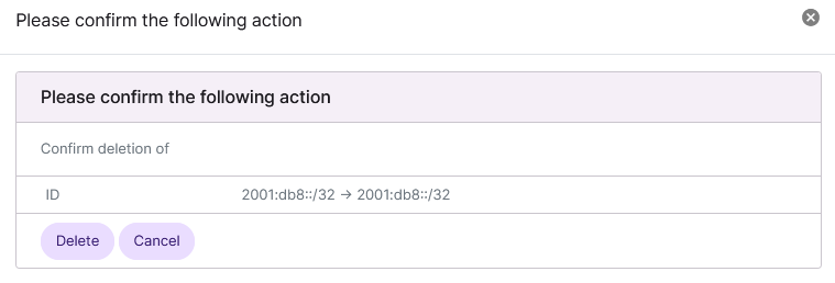 delete reserved ipv6 form