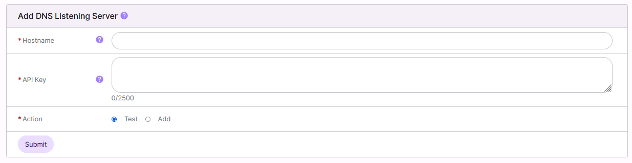 dns listener add form