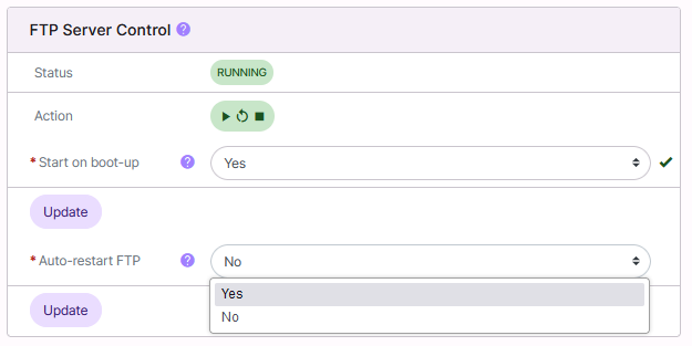ftp autoreboot settings