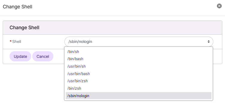change user ssh shell