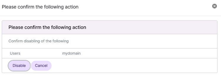 disable confirmation form