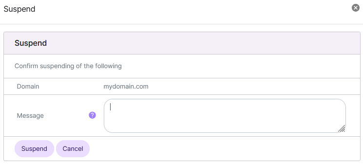 siteworx account suspend form