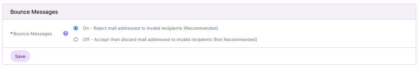 siteworx bounce message options