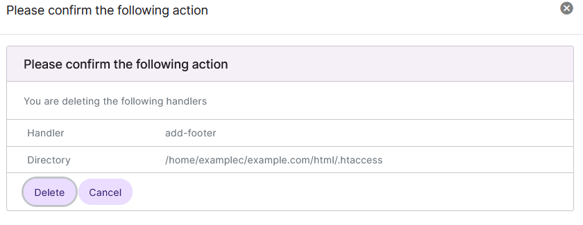 siteworx htaccess delete handler form