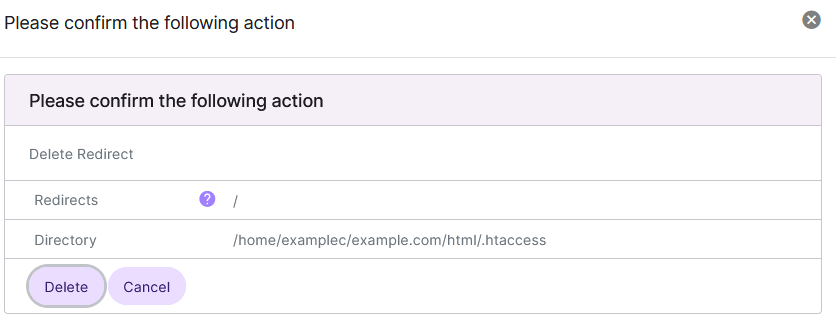 siteworx delete redirect form