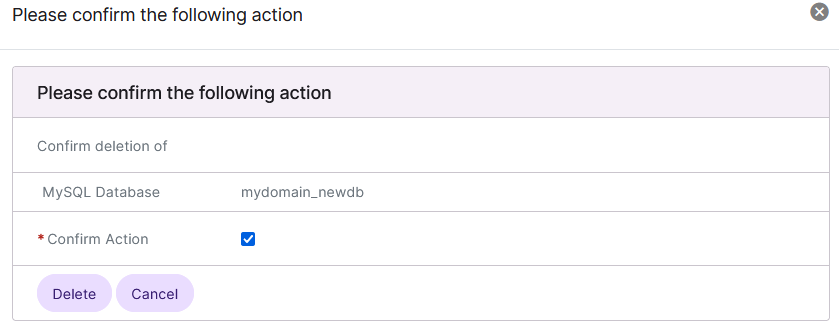 siteworx delete mysql database