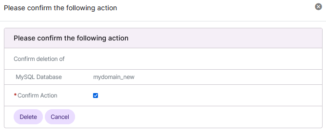 siteworx mysql delete user