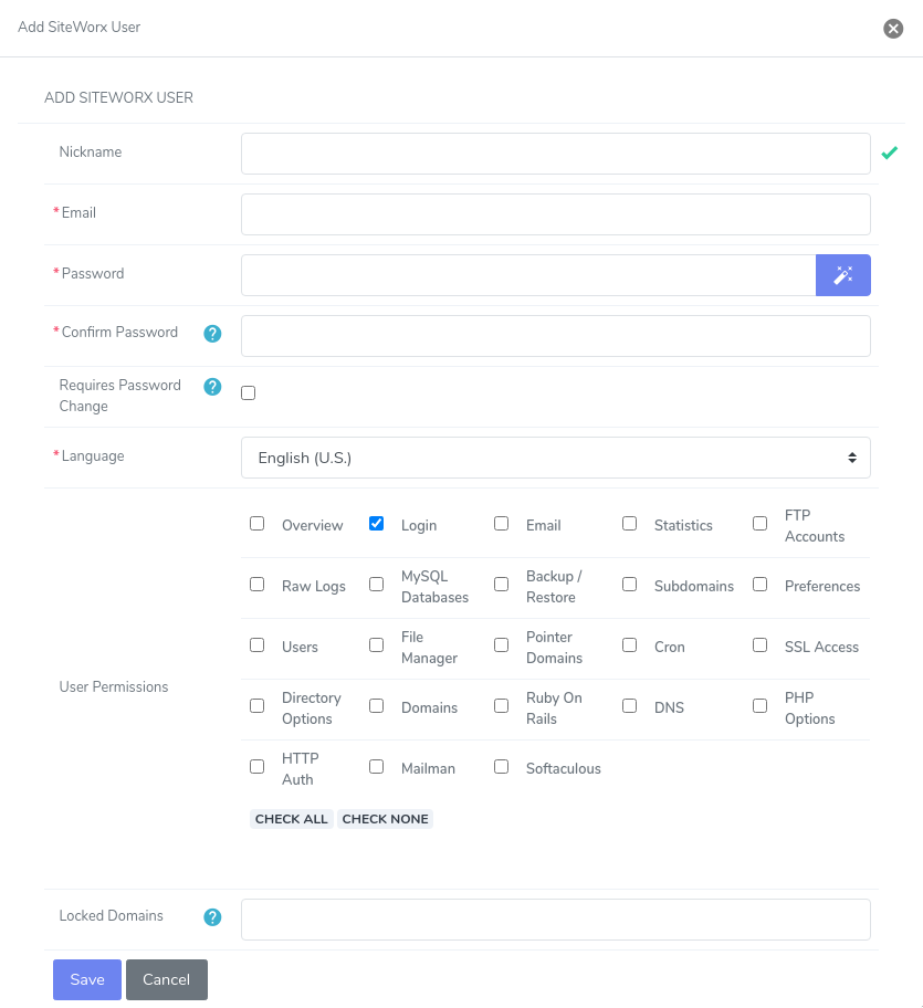 add siteworx user form