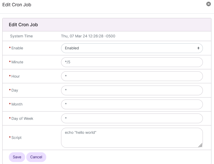 siteworx cron edit form