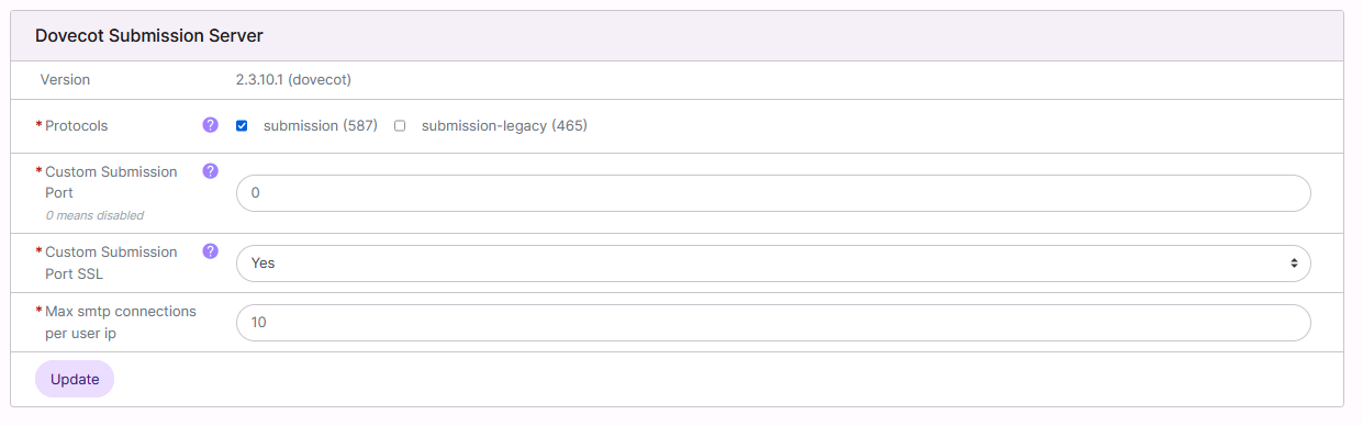 dovecot msa settings