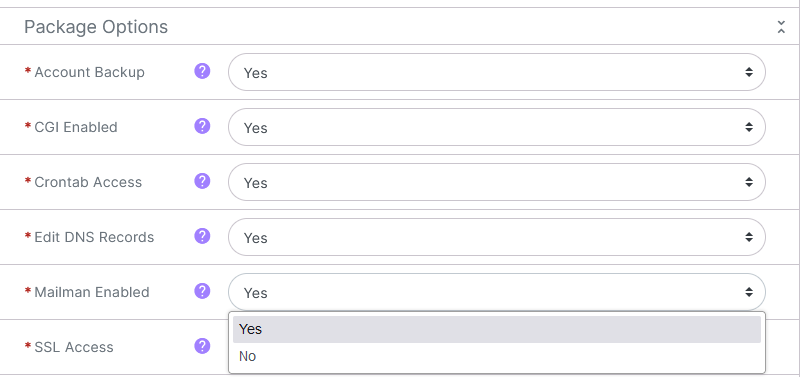 SiteWorx account manage form