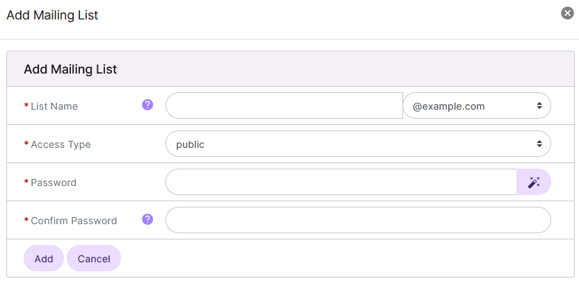 mailman create mailinglist form