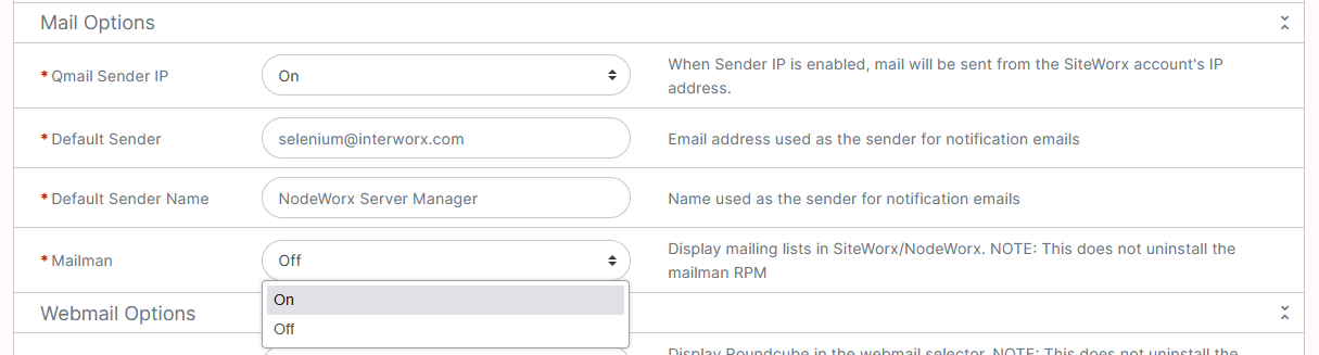 mailman enable option