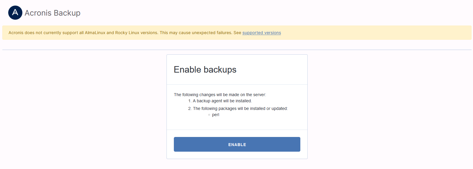 acronis enable backup
