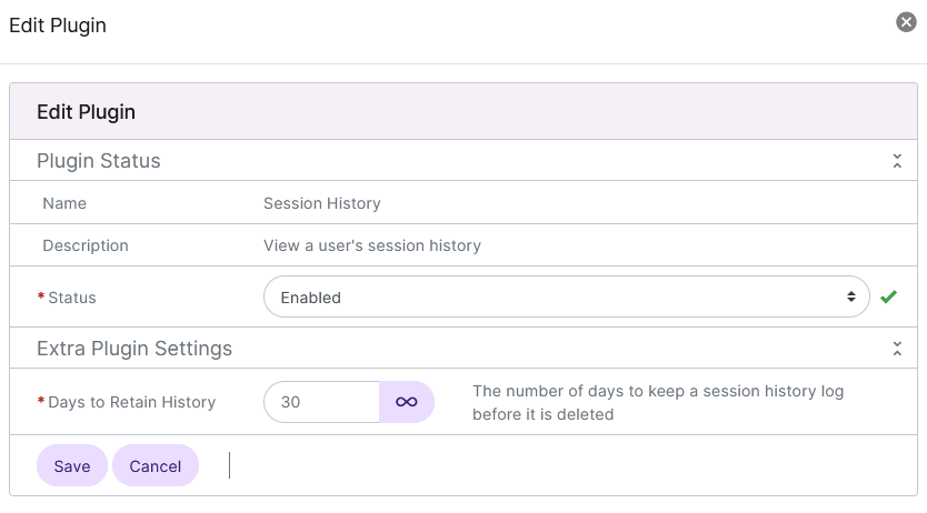session history manage form