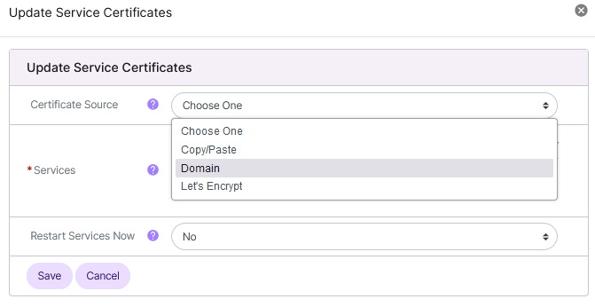 update ssl certs dropdown