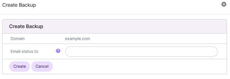 create backup form