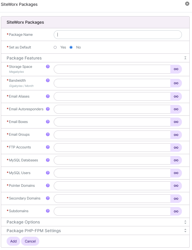 siteworx package form
