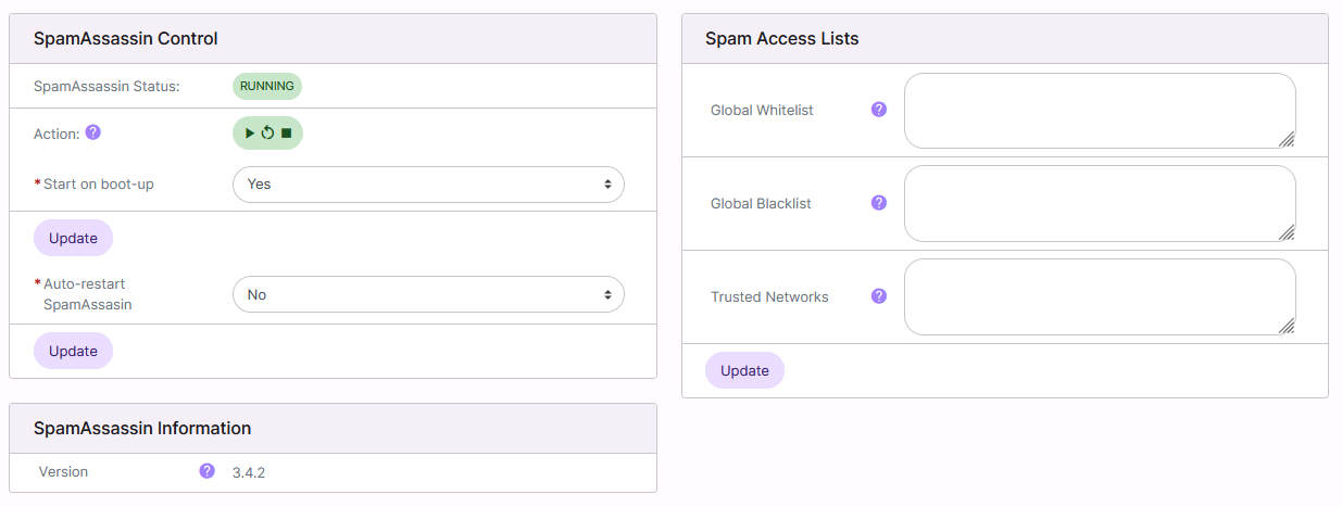 spam filtering page