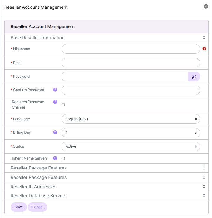 reseller account add form