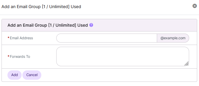 siteworx add email group form