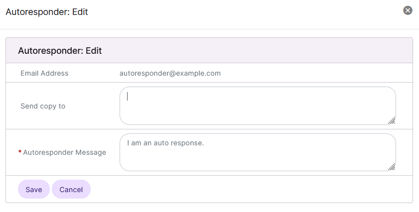autoresponder edit form
