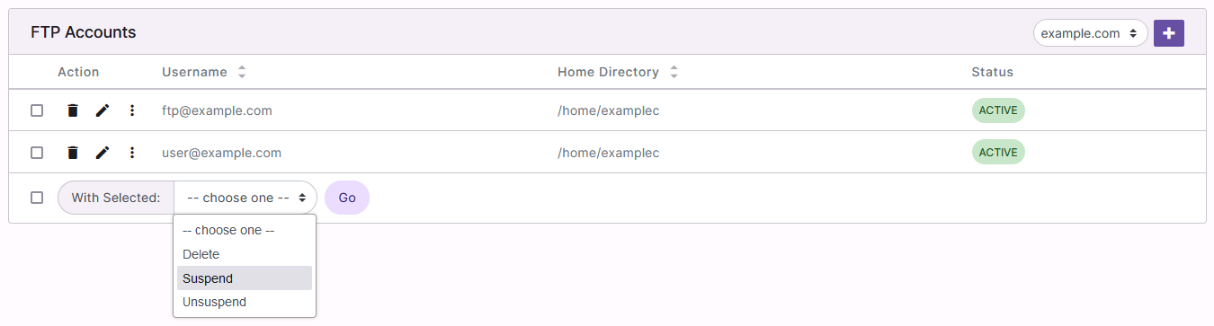 ftp suspend dropdown